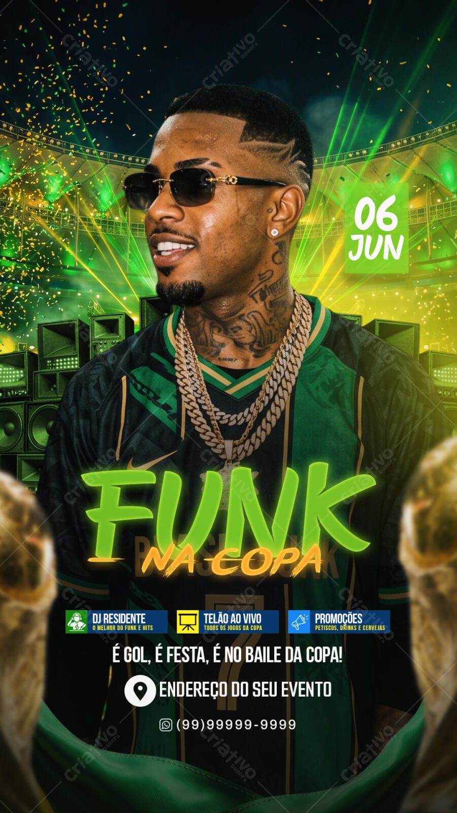 Flyer Funk na Copa Junho Evento PSD Editável