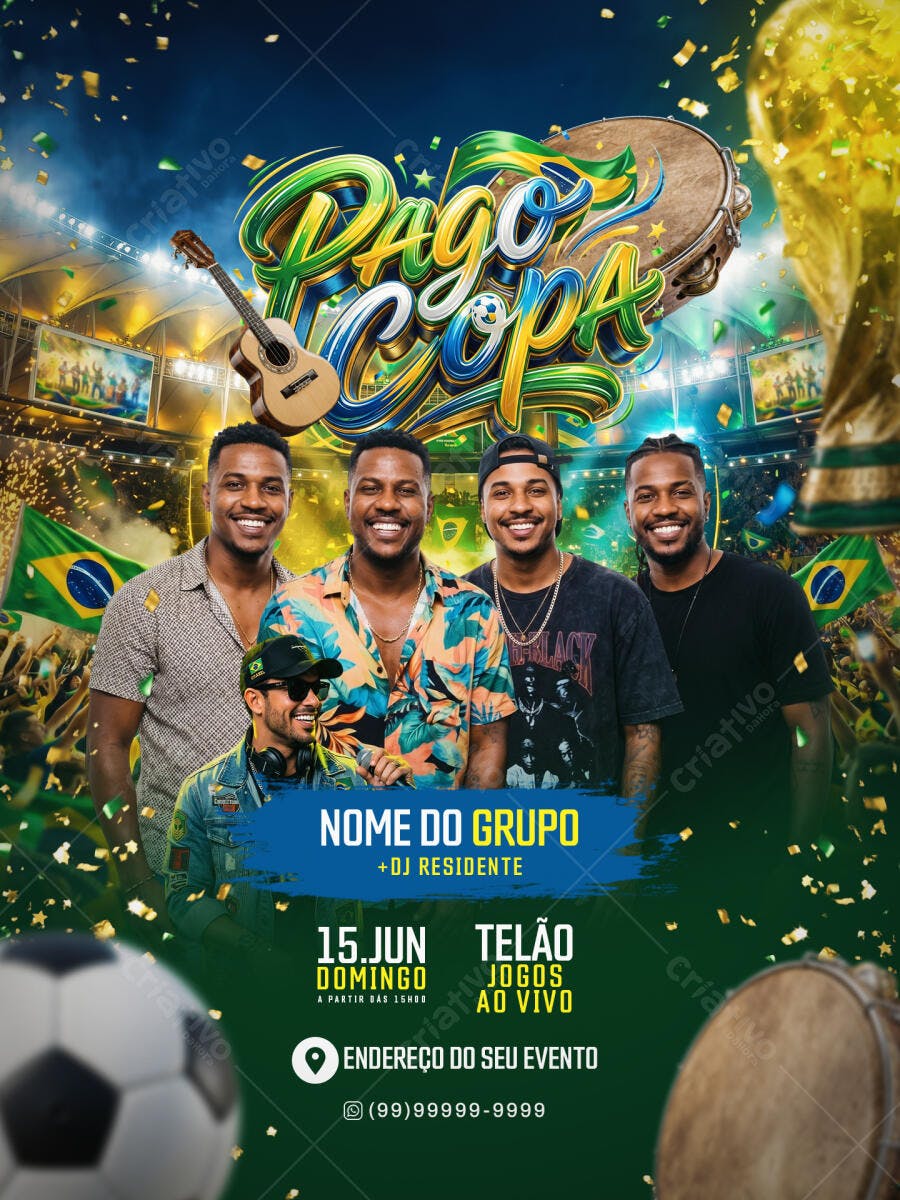 Flyer PAGO COPA Evento Futebol Junho PSD Editável