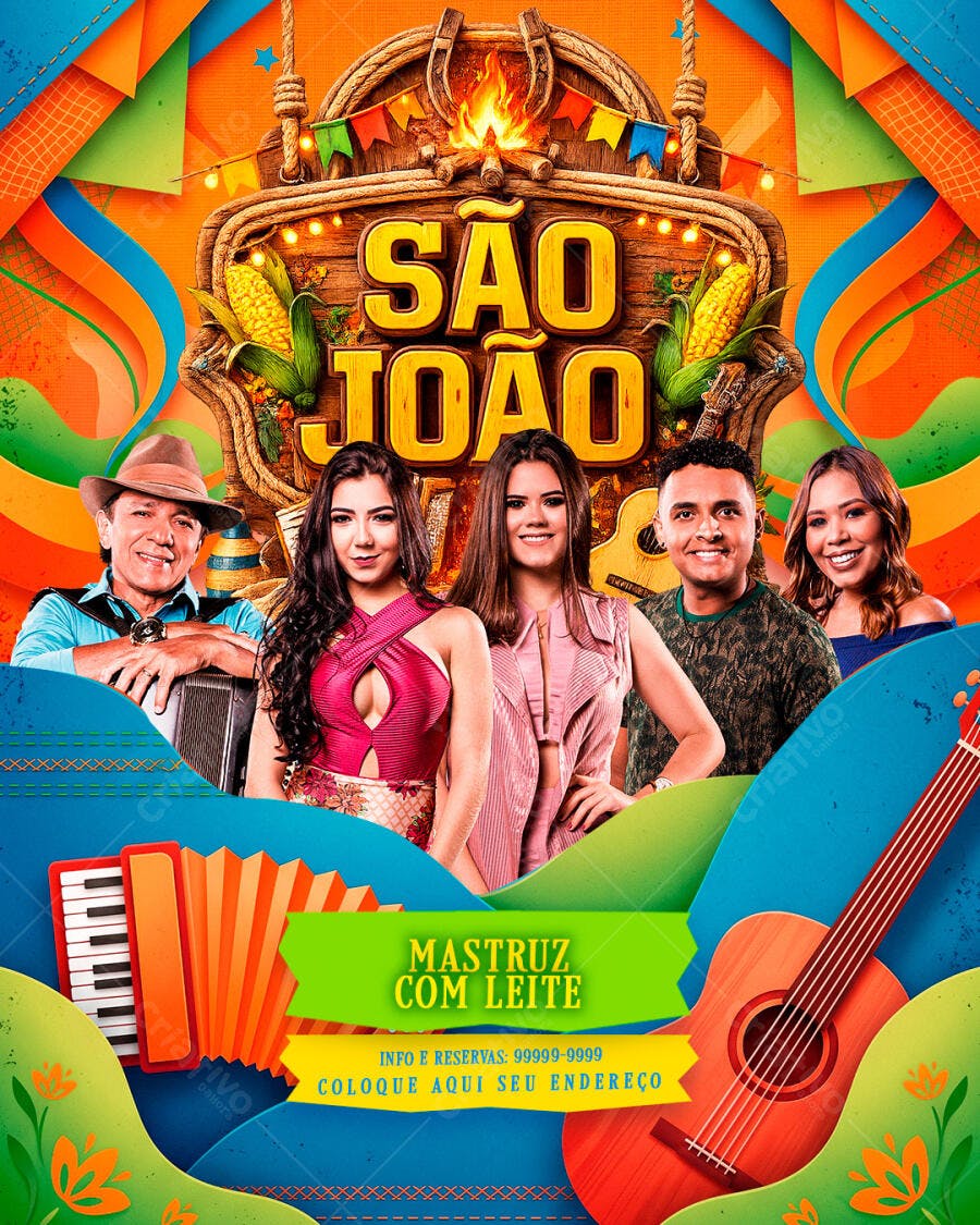 Flyer São João Festa Junina Arraial PSD Editável