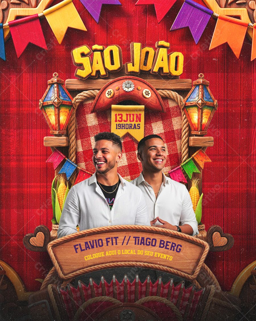 Flyer São João Festa Junina Arraial PSD Editável