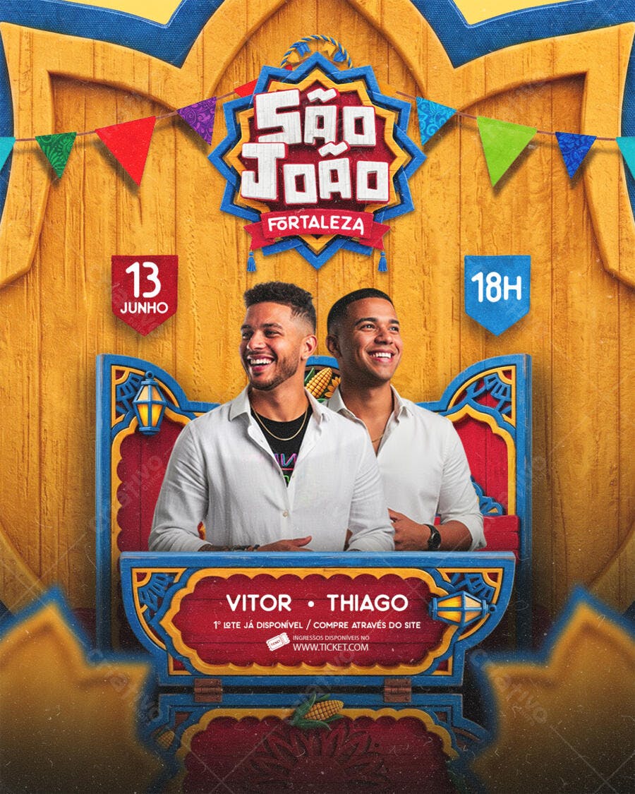 Flyer São João Festa Junina Arraial PSD Editável