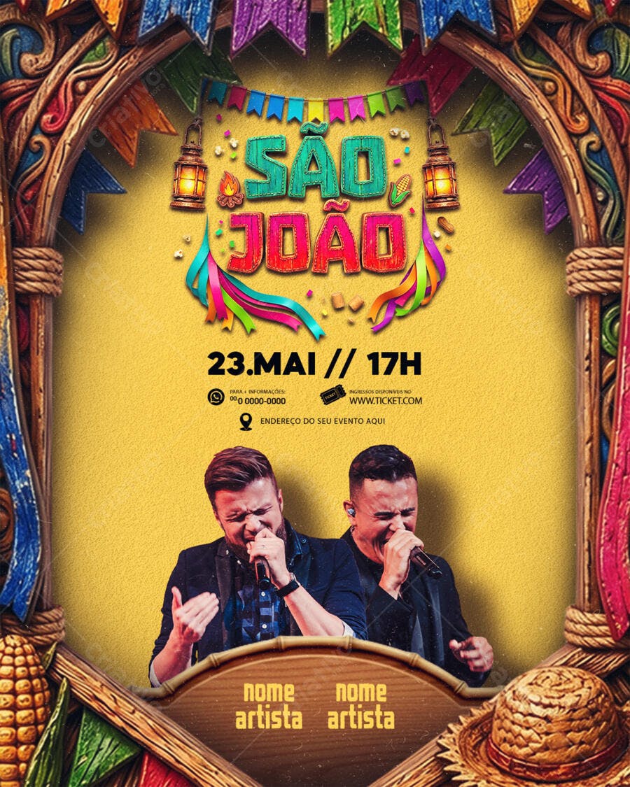 Flyer São João Festa Junina Arraial PSD Editável