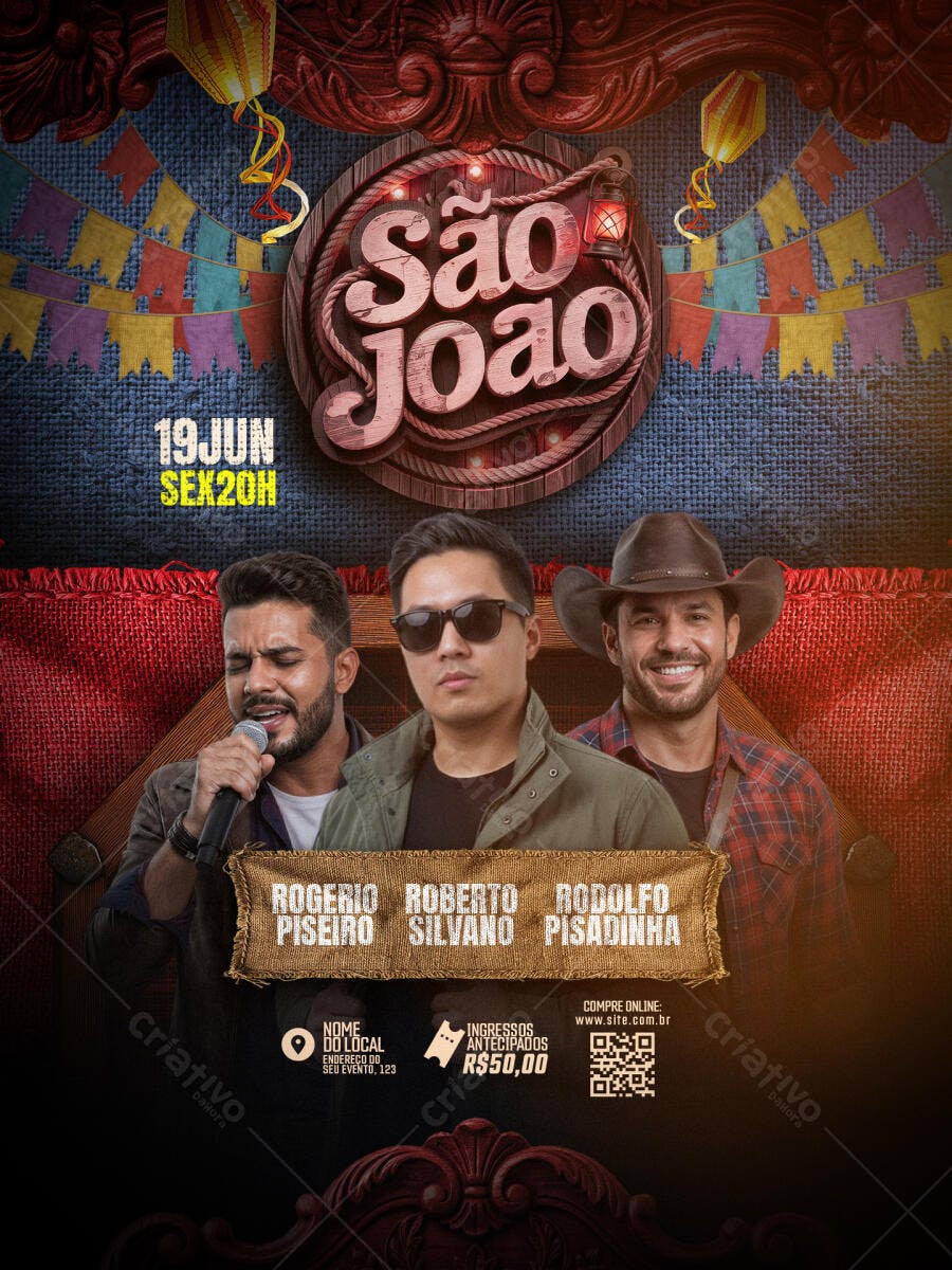 Flyer São João Festa Junina Arraial PSD Editável