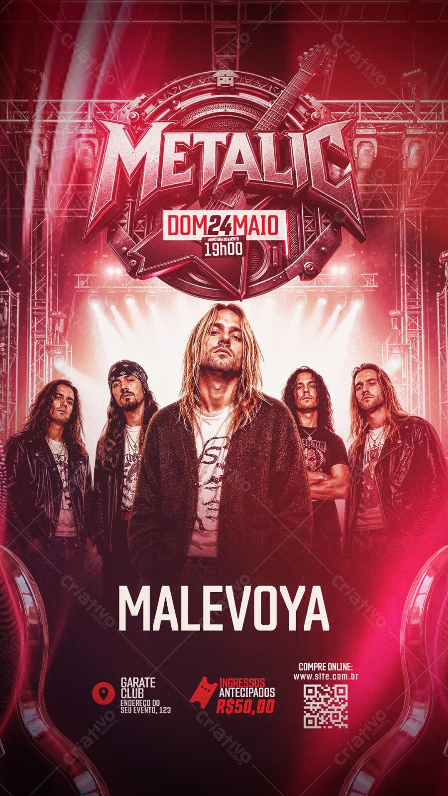 Flyer Show de Rock Metal Maio PSD Editável