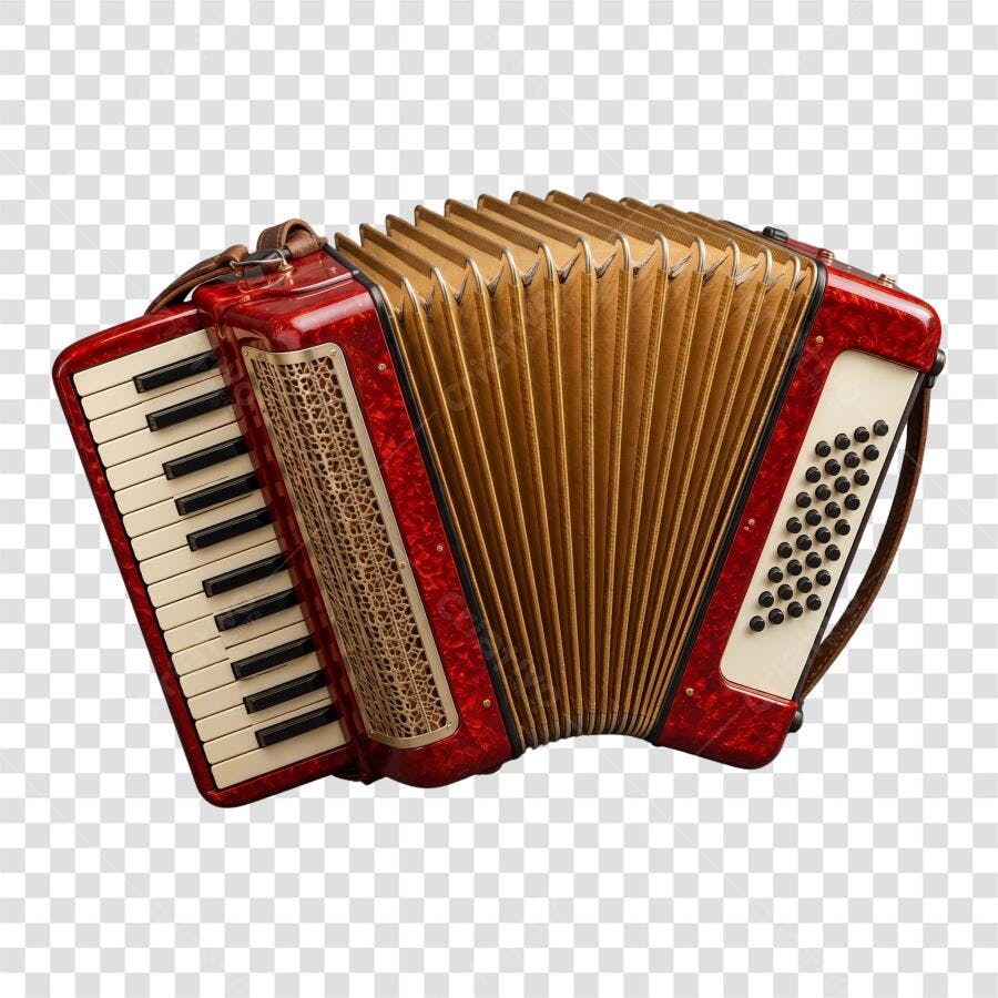 Foto Recortada Acordeon Vermelho Instrumento Musical PNG Fundo Transparente