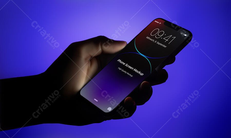 Mockup Celular Mãos Segurando Tela Brilhante Editável