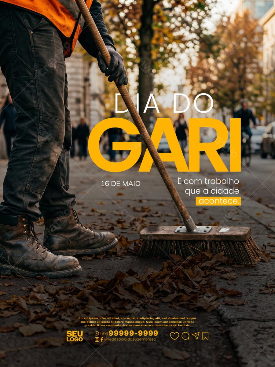 Post Dia do Gari 16 de Maio PSD Editável