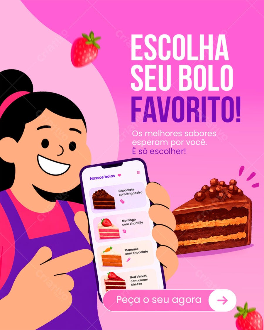 Post Instagram Confeitaria Bolos Delivery PSD Editável