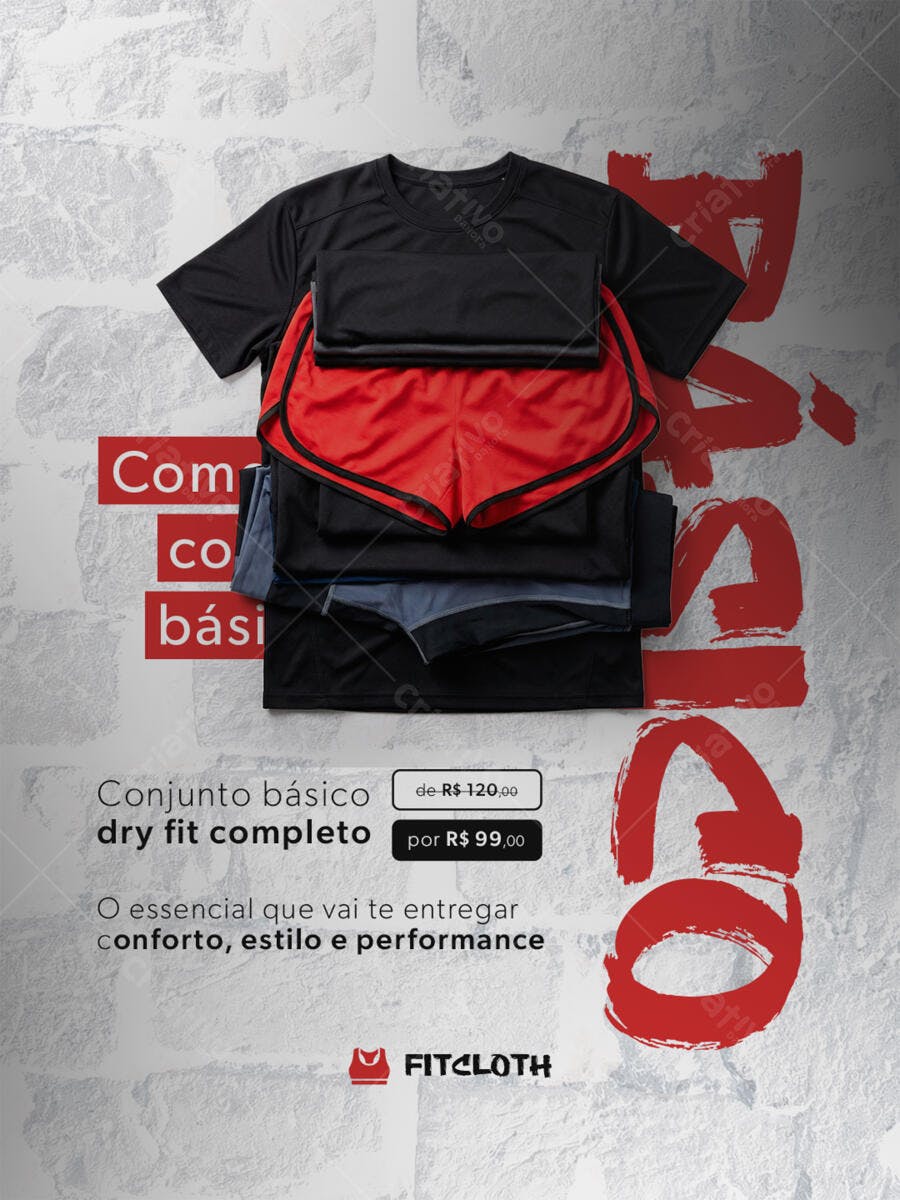 Post Instagram Conjunto Dry Fit Fitness Promoção PSD Editável