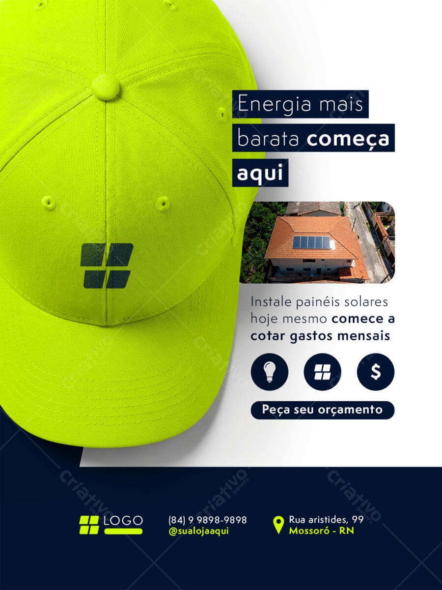 Post Instagram Energia Solar Instalação PSD Editável