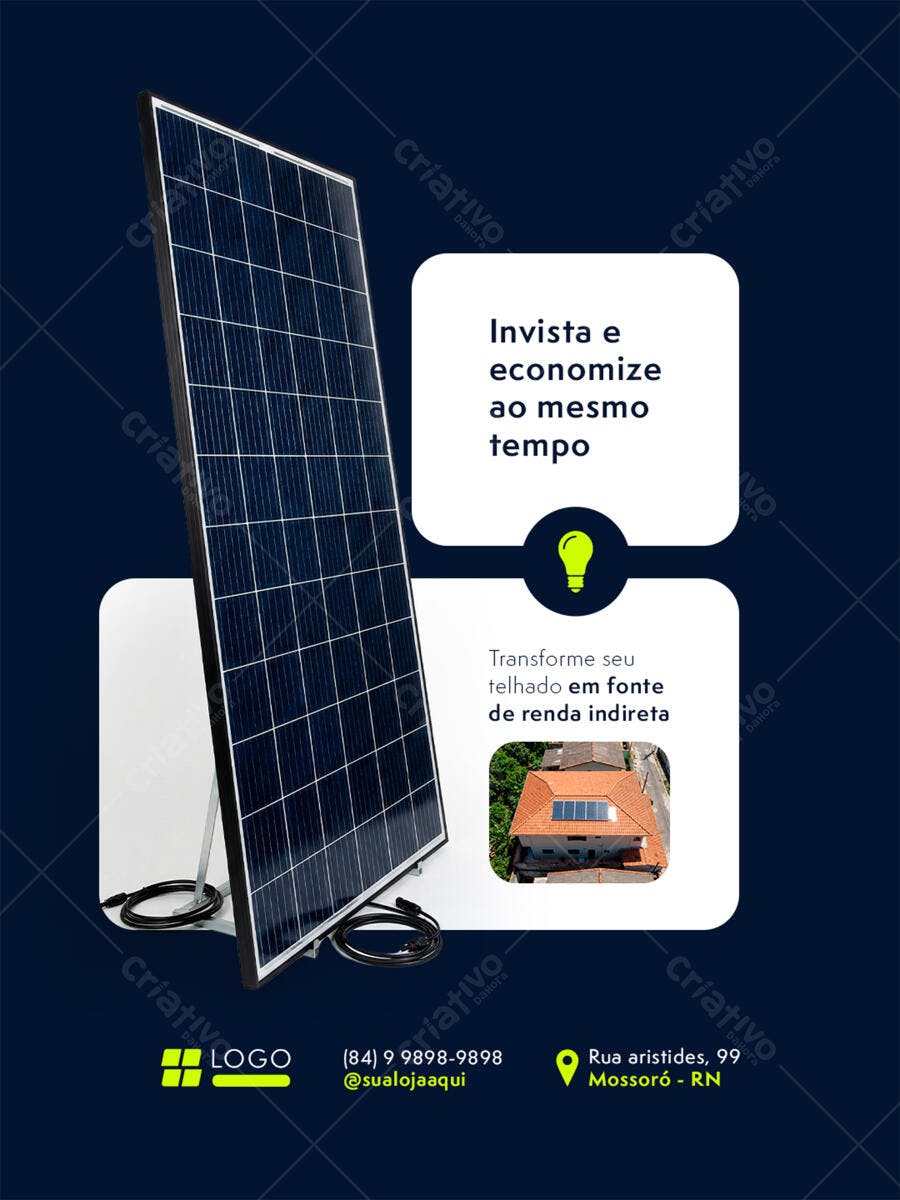 Post Instagram Energia Solar Sustentável PSD Editável