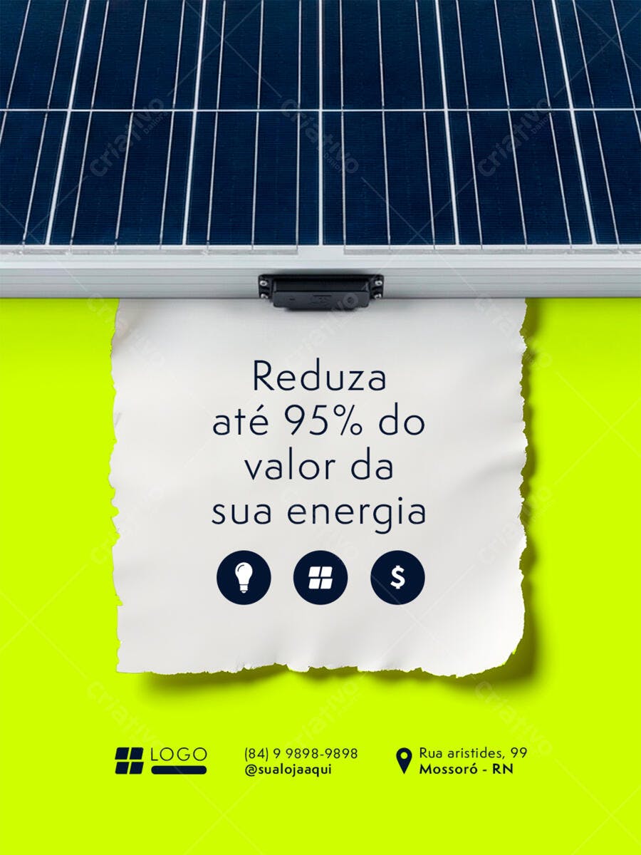Post Instagram Energia Solar Sustentável PSD Editável