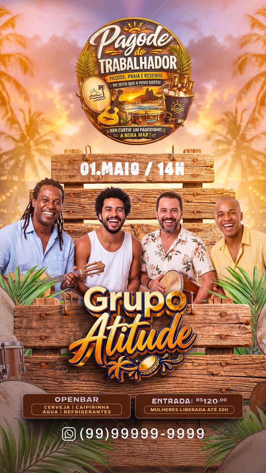 Post Instagram Pagode do Trabalhador 1 de Maio PSD Editável