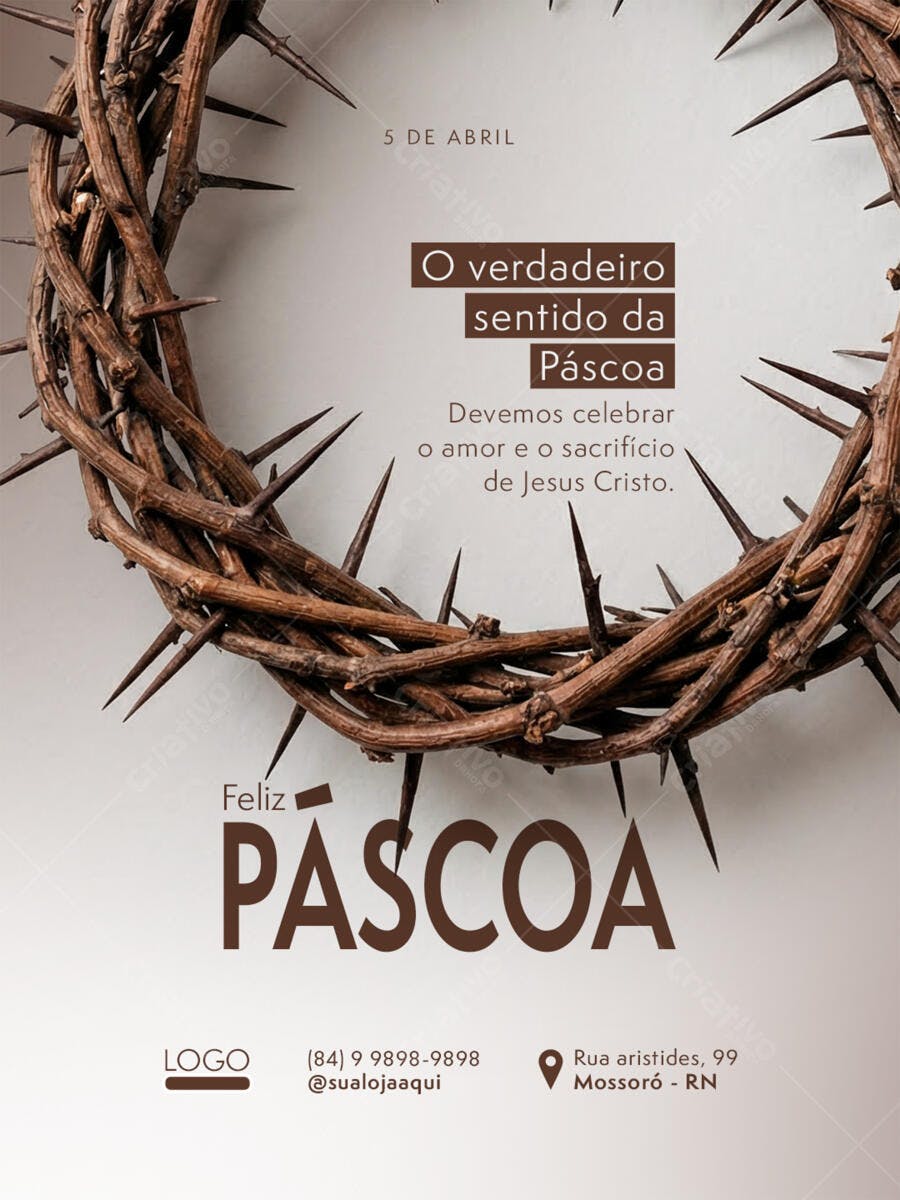 Post Instagram Páscoa Coroa de Espinhos PSD Editável