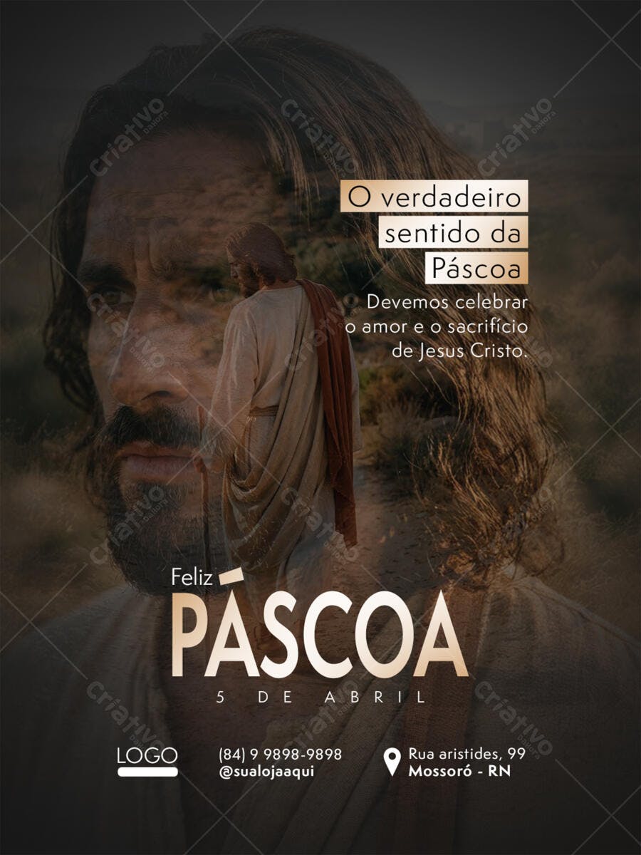 Post Instagram Páscoa Cristã Religiosa PSD Editável
