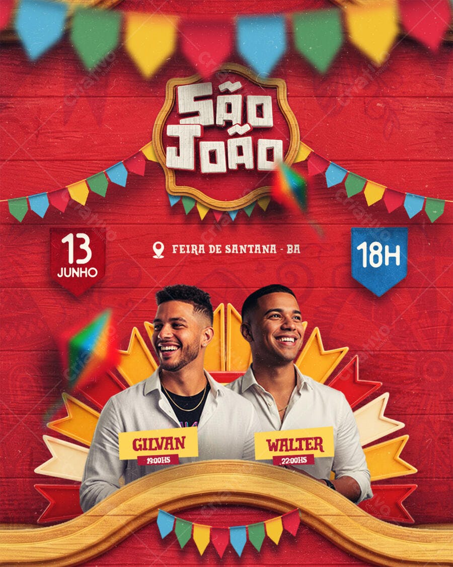 Post Instagram São João Festa Junina Arraial PSD Editável
