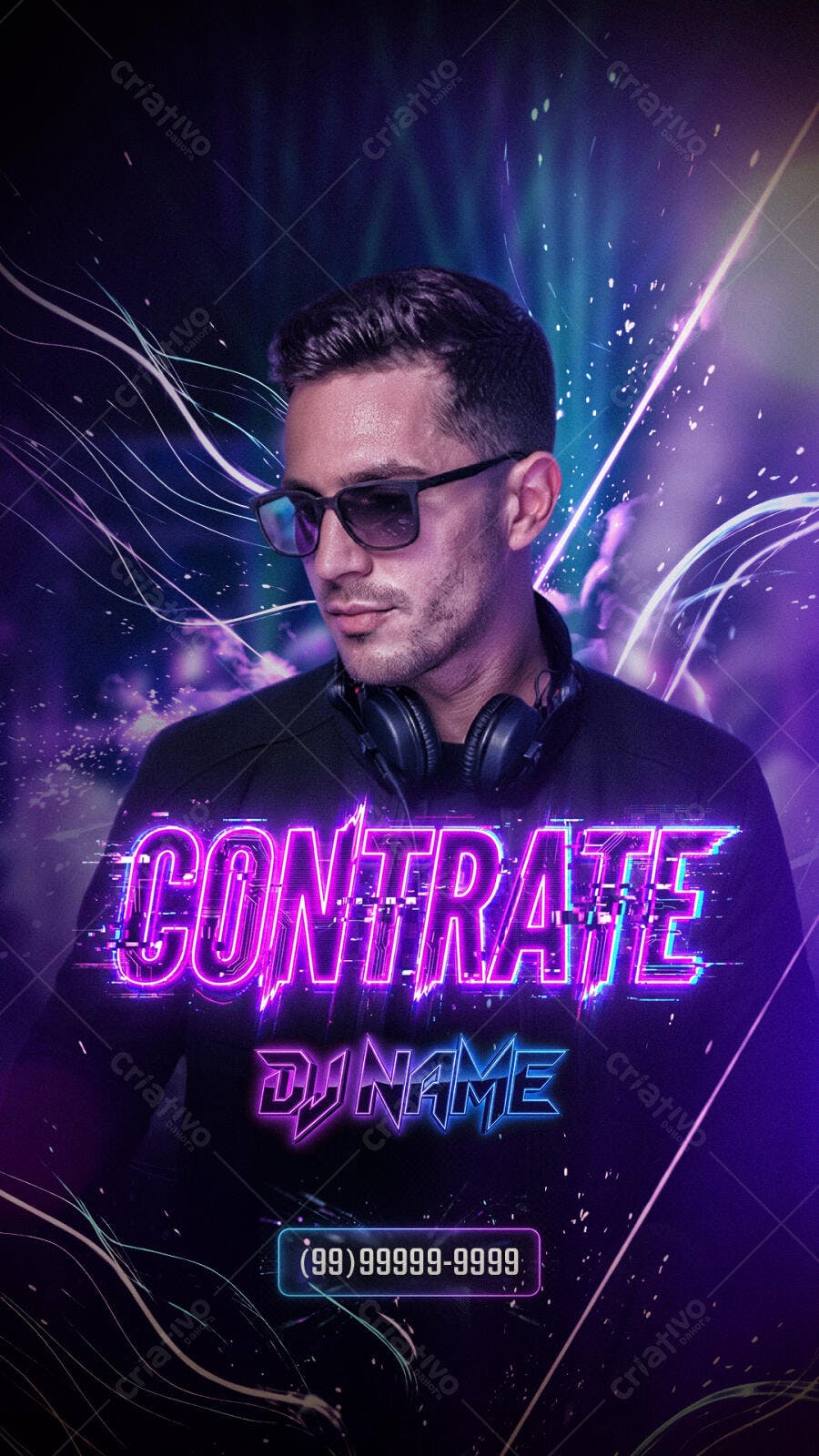 Story Contrate DJ Balada Neon PSD Editável