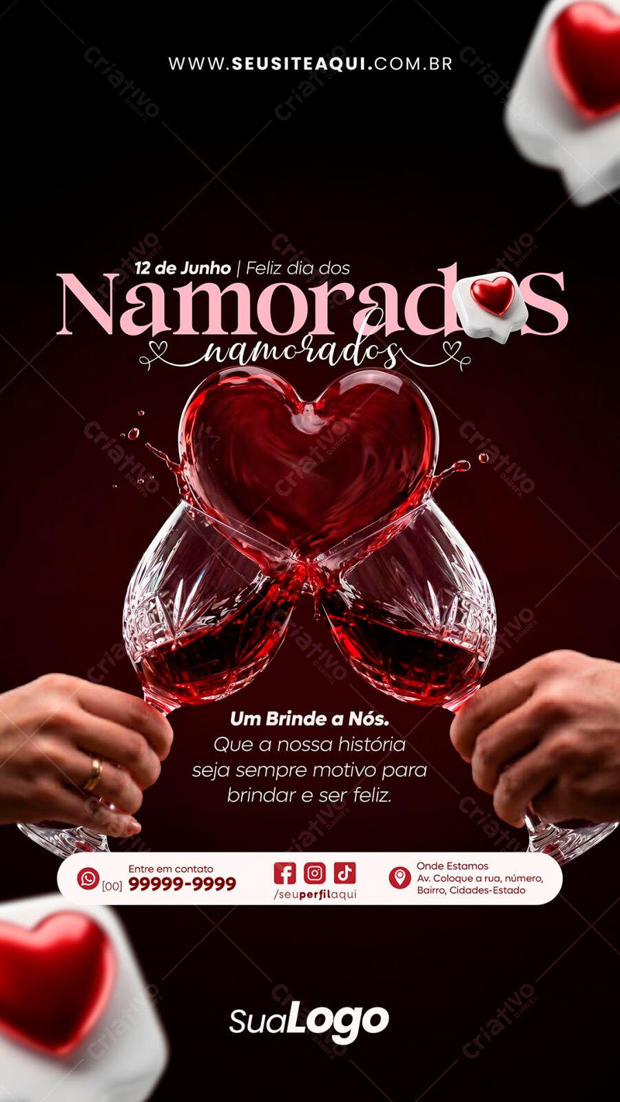 Story Dia dos Namorados 12 de Junho Vinho PSD Editável