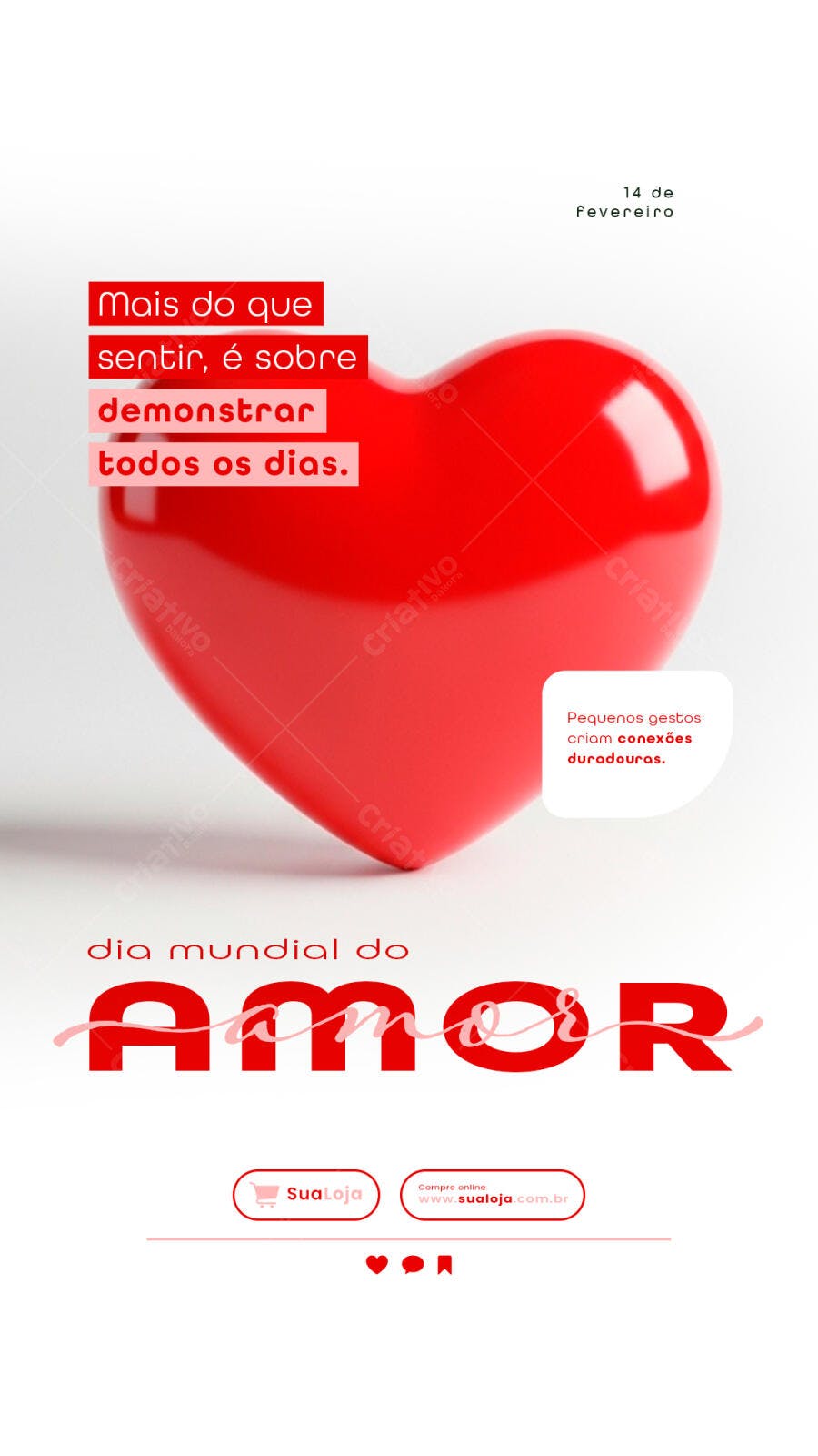 Story Dia Mundial do Amor 14 Fevereiro PSD Editável