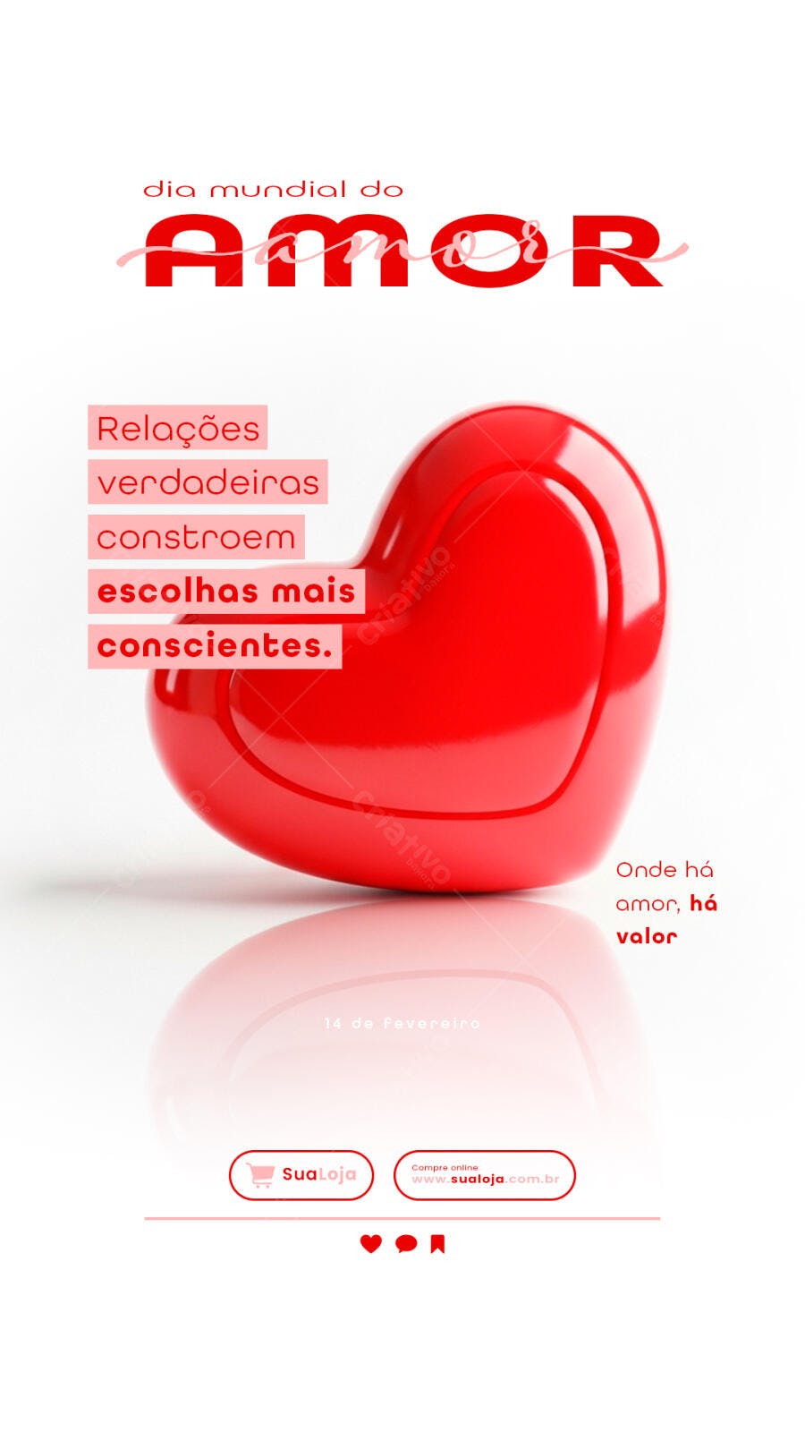 Story Instagram Dia Mundial do Amor 14 de Fevereiro PSD Editável