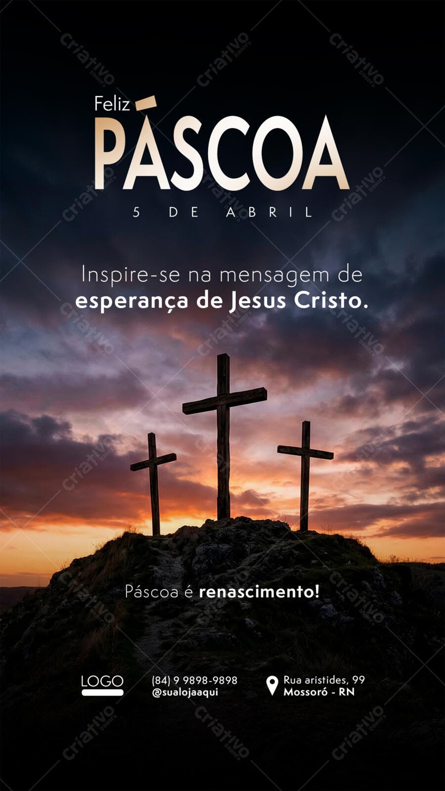 Story Instagram Páscoa Cristã Cruz PSD Editável