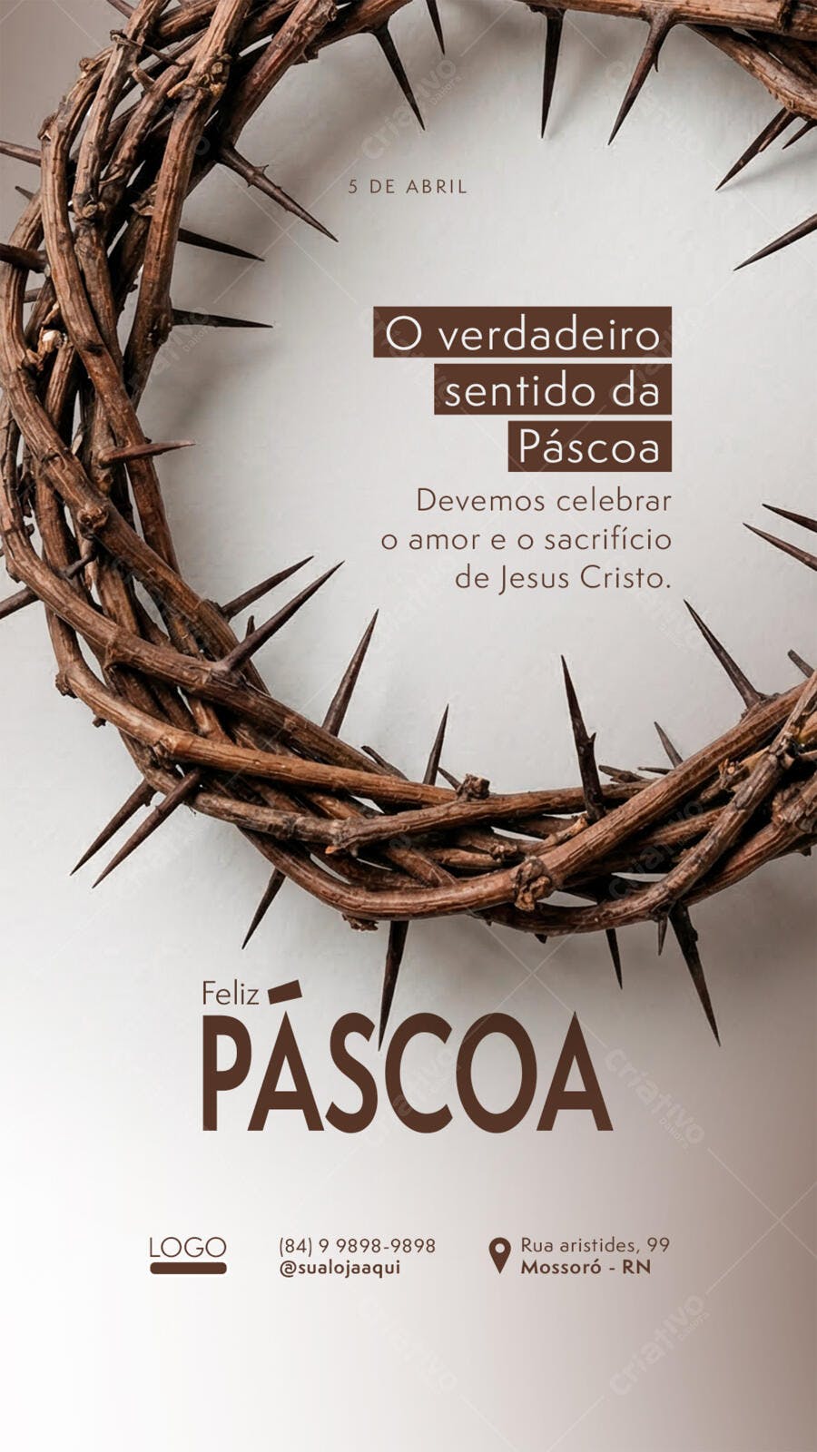 Story Páscoa Abril Coroa de Espinhos PSD Editável