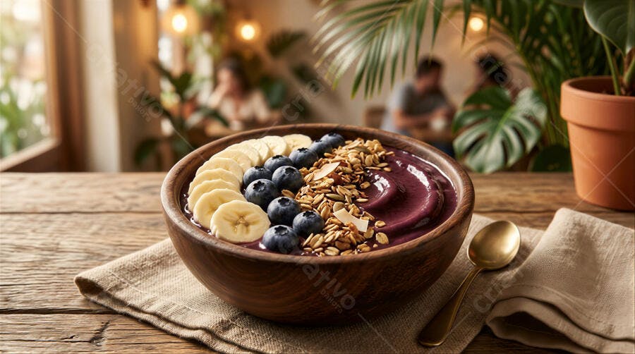 Foto Açaí Bowl com Banana Mirtilo Granola Café Saudável