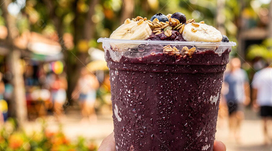 Foto Açaí com Banana e Granola Copo Gelado Verão