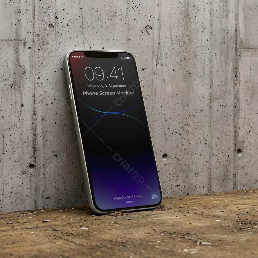Mockup Celular Smartphone Tela Concreto Editável