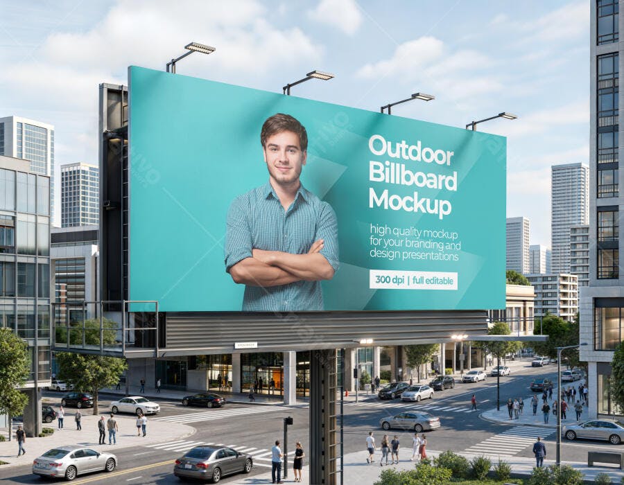 Mockup Outdoor Billboard Digital Cidade Editável