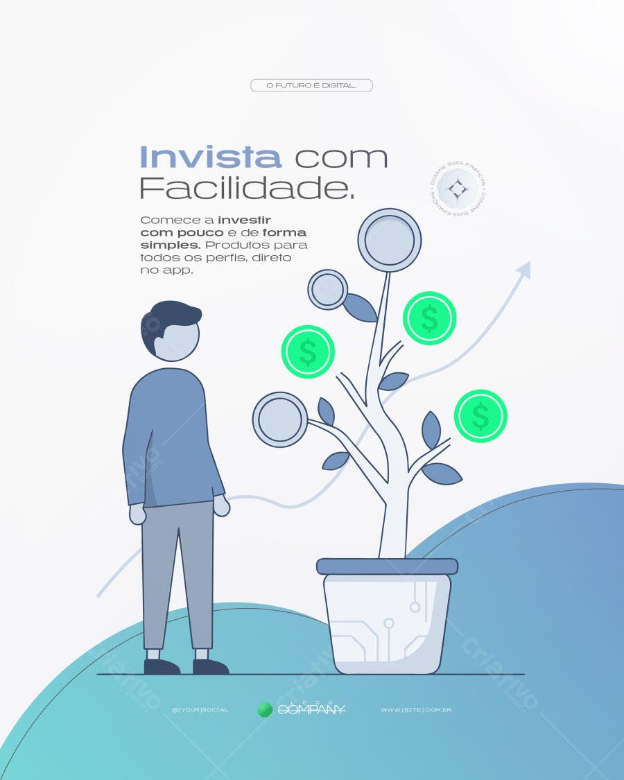 Post Instagram Investimento Financeiro PSD Editável