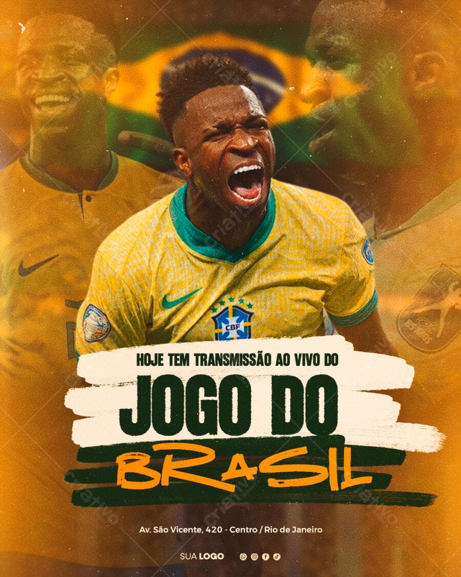 Post Instagram Jogo do Brasil Futebol PSD Editável