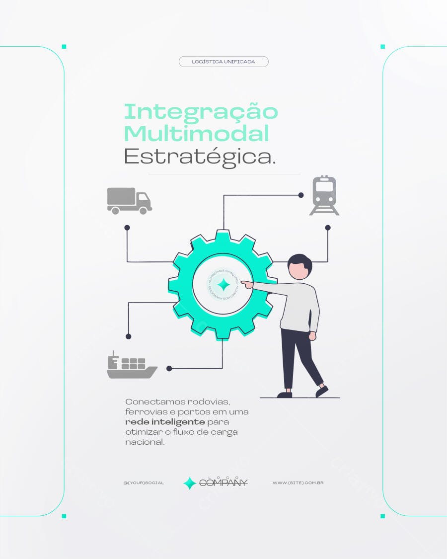 Post Instagram Logística Multimodal Estratégica PSD Editável