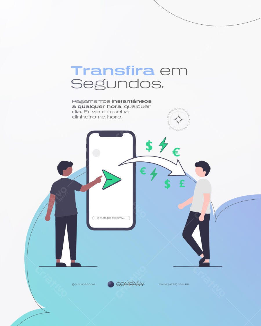 Post Instagram Pagamentos Instantâneos Financeiro PSD Editável