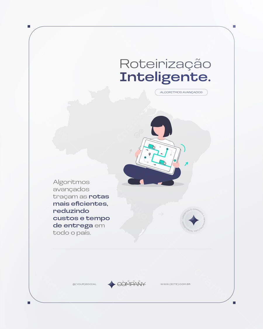 Post Instagram Roteirização Inteligente Logística PSD Editável