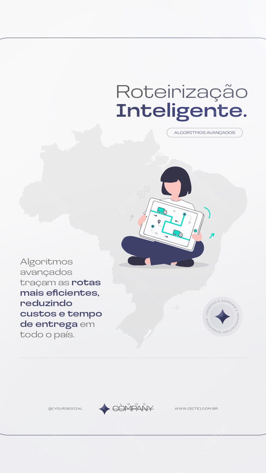 Post Instagram Roteirização Inteligente Logística PSD Editável
