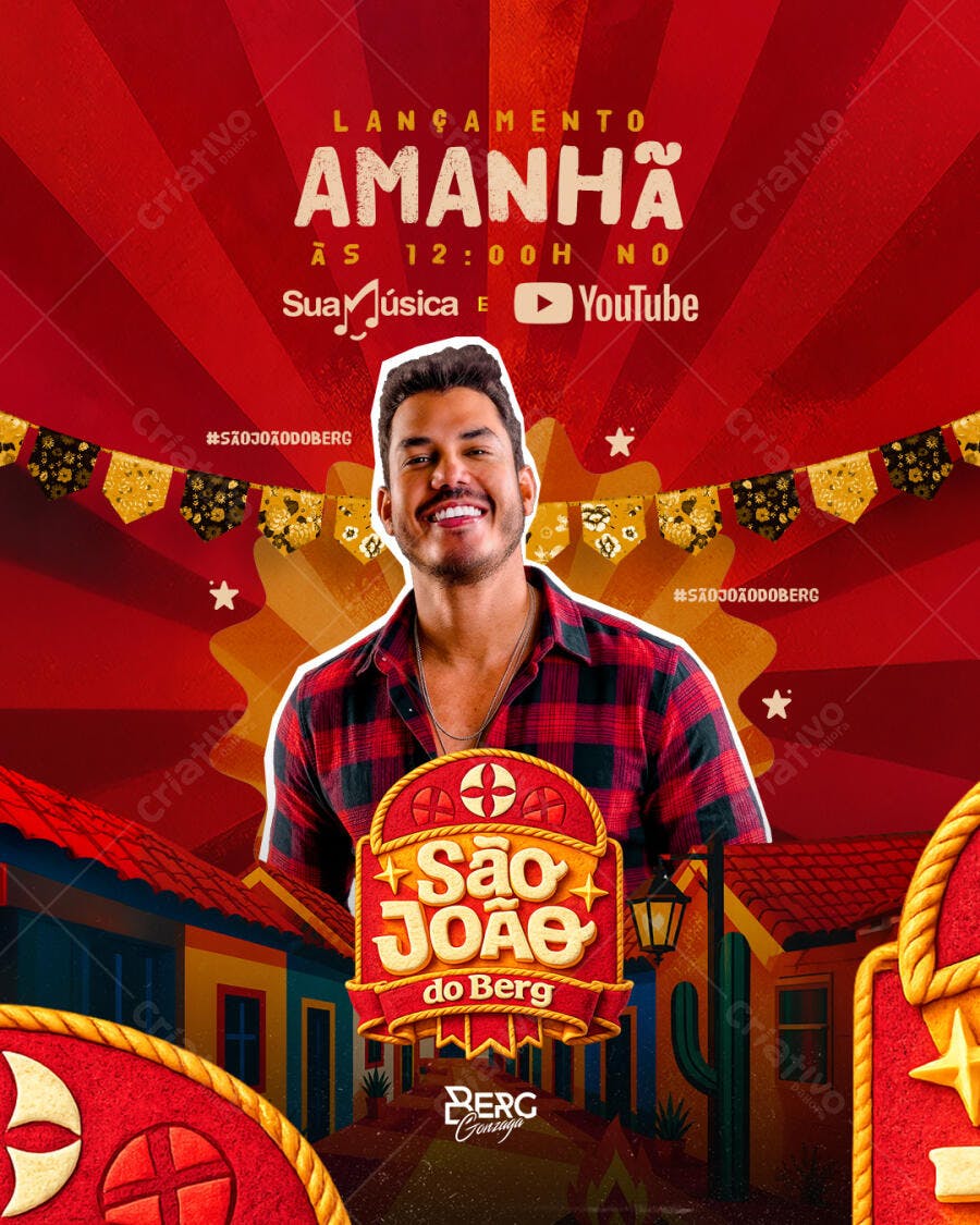 Post Instagram São João Lançamento Musical PSD Editável