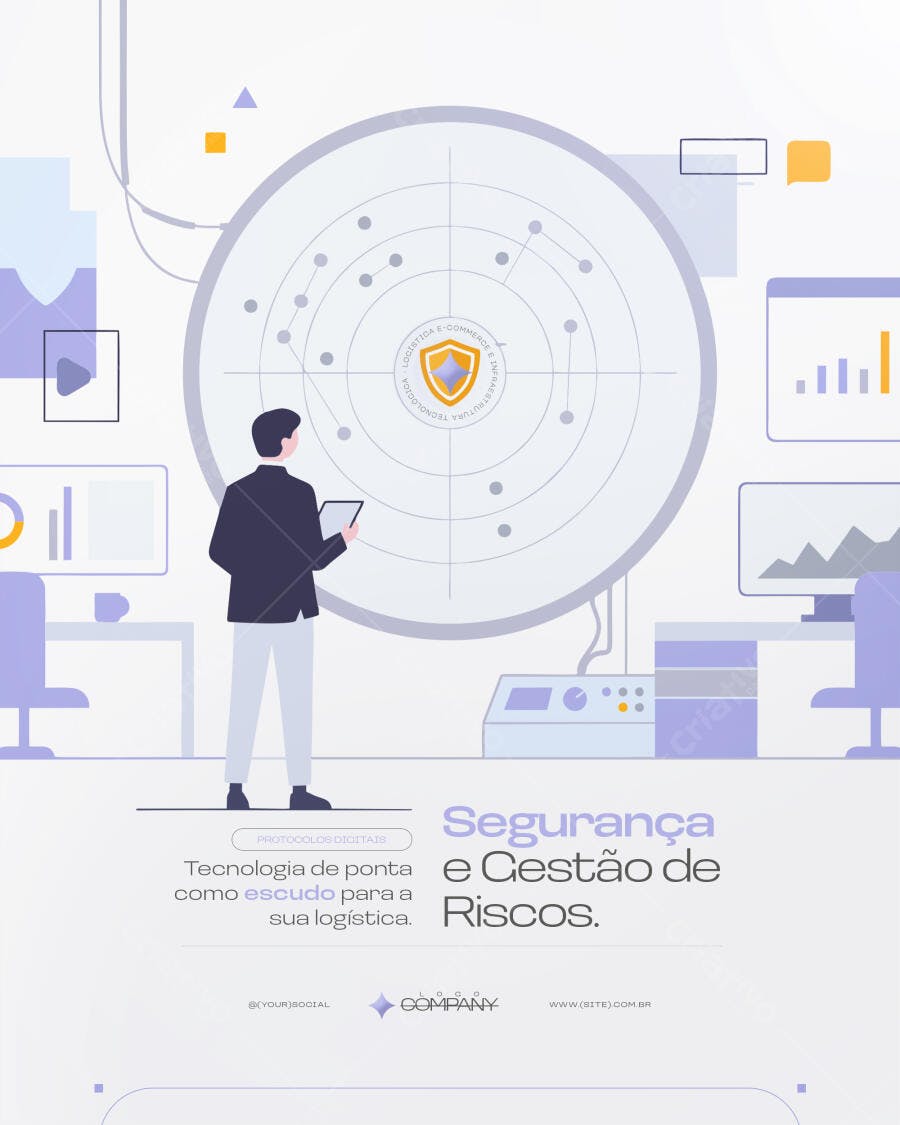 Post Instagram Segurança e Gestão de Riscos PSD Editável