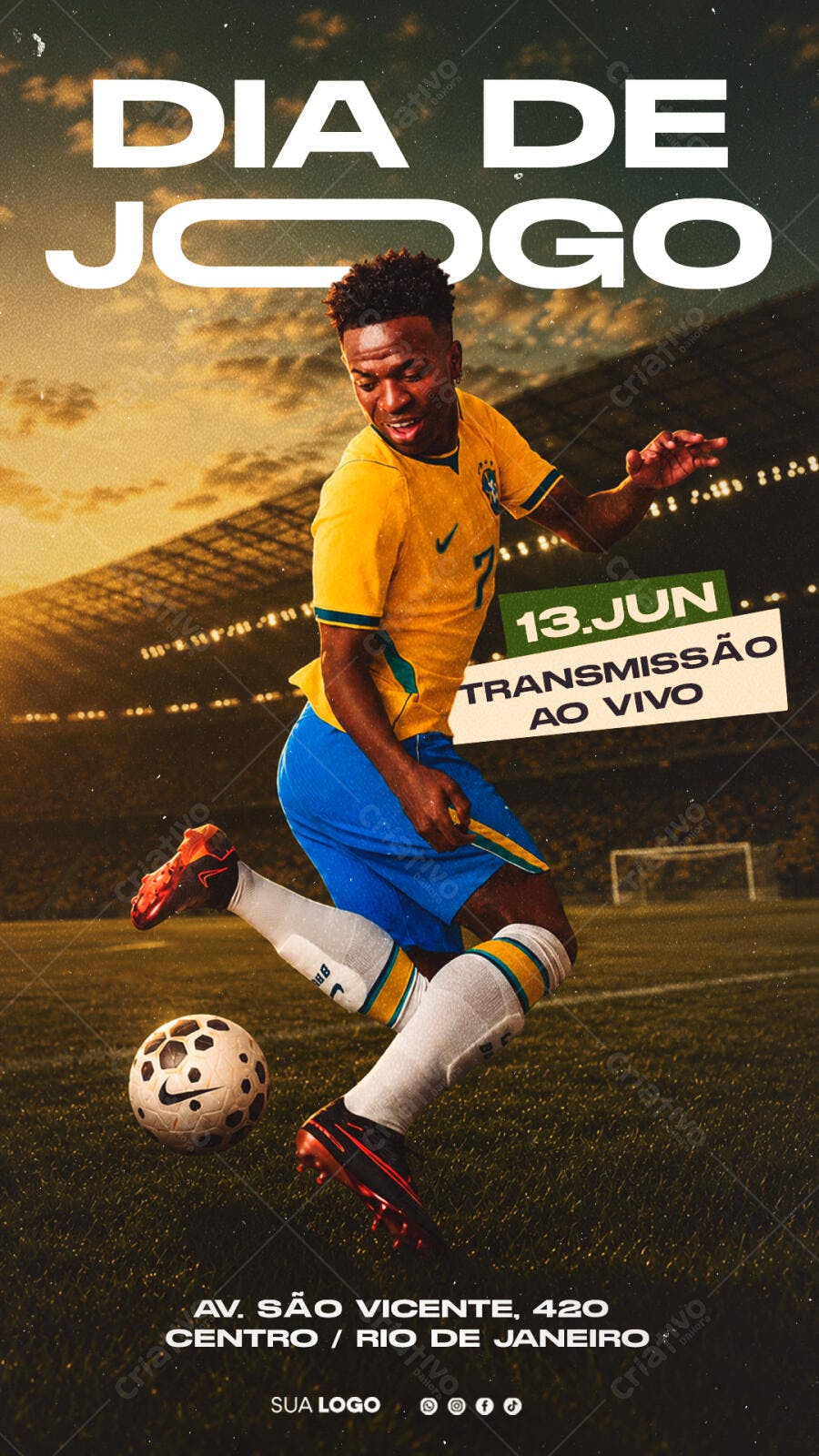 Story Dia de Jogo Futebol Transmissão Junho PSD Editável