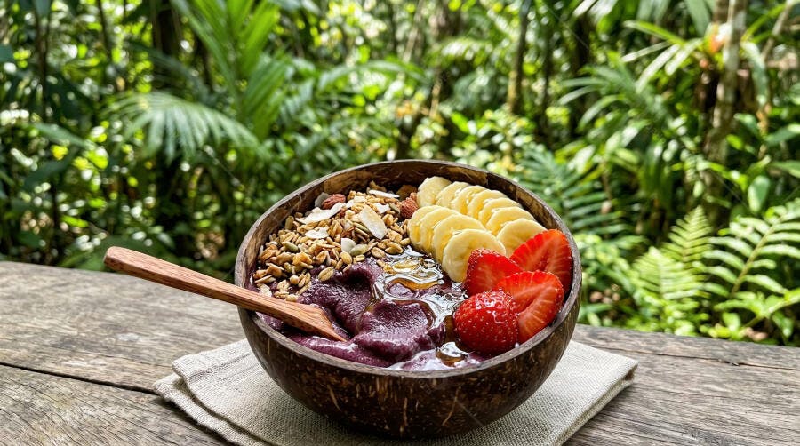 Foto Açaí na Tigela Coco com Granola Banana Morango Natureza