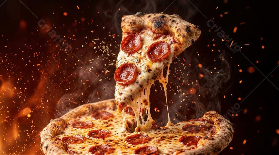 Foto Pizza Calabresa Fatiada Queijo Derretendo Fundo Fogo