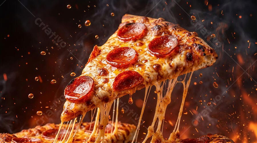 Foto Pizza de Pepperoni Fatia Quente Queijo Derretendo