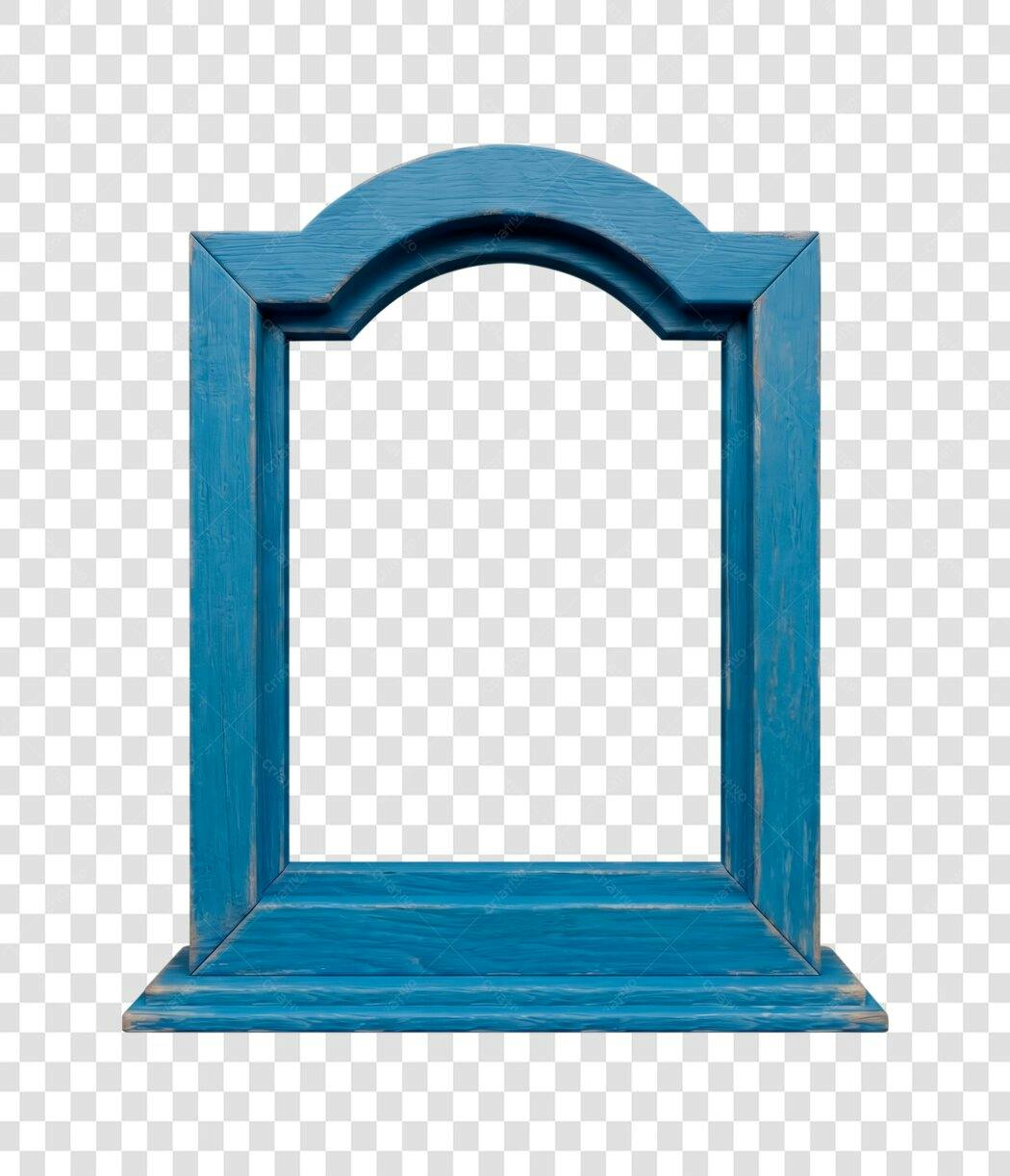 Foto Recortada Moldura Azul Madeira Rústica PNG Fundo Transparente