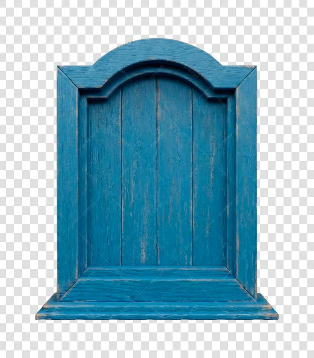 Foto Recortada Moldura Madeira Azul Rústica PNG Fundo Transparente
