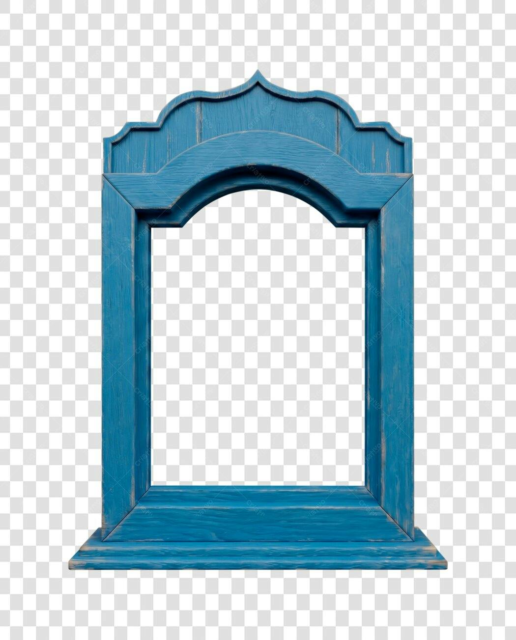 Foto Recortada Moldura Madeira Azul Rústica PNG Fundo Transparente