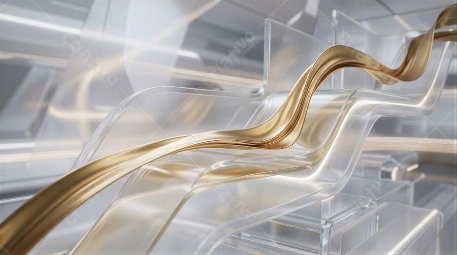 Abstrato Dourado e Transparente Fundo Moderno 3D Render