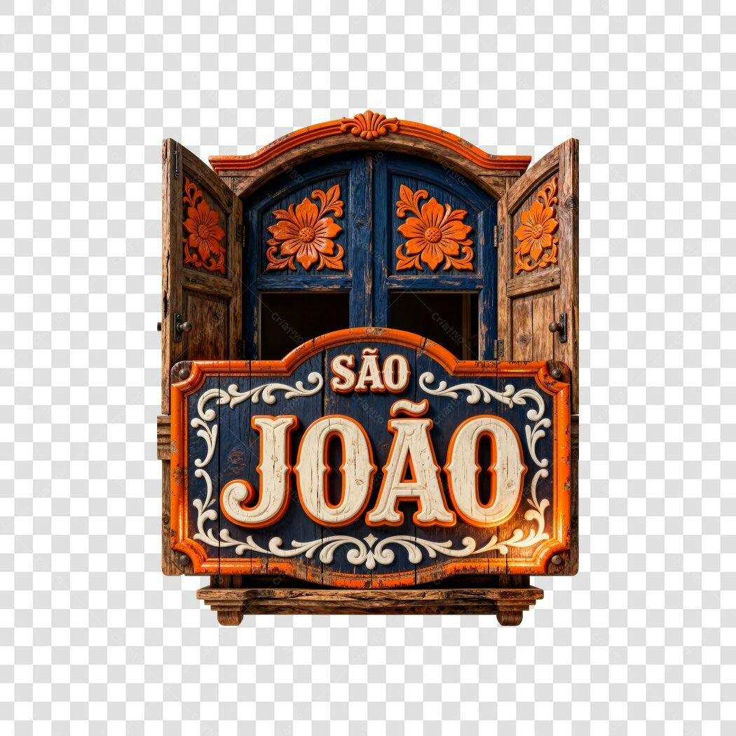 Elemento 3D Placa São João Festa Junina Junho PNG Fundo Transparente