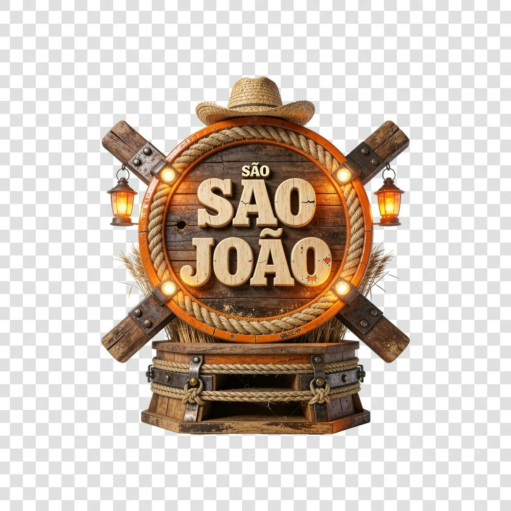 Elemento 3D São João Festa Junina Junho PNG Fundo Transparente