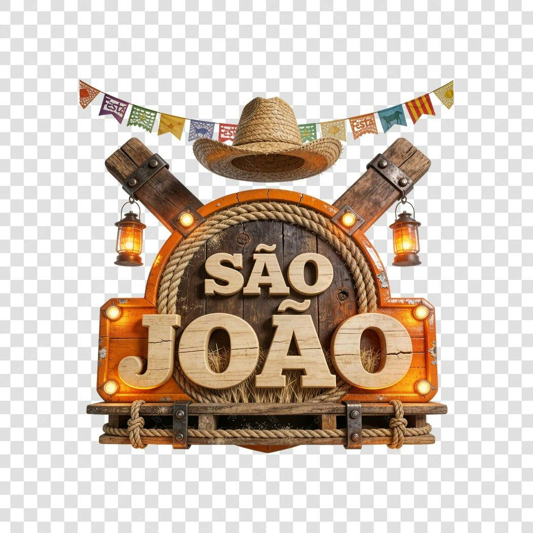 Elemento 3D São João Festa Junina Junho PNG Fundo Transparente