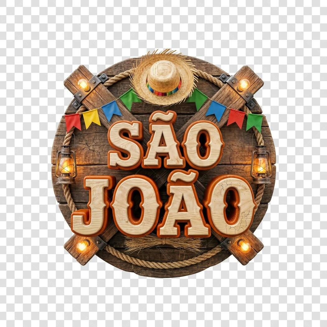 Elemento 3D São João Festa Junina Junho PNG Fundo Transparente